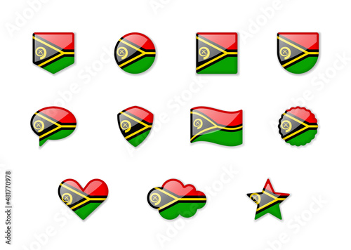 Free Download Vanuatu - set of shiny flags of different shapes. - GFXLoad