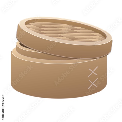 Asian basket icon cartoon vector. Bamboo hamper