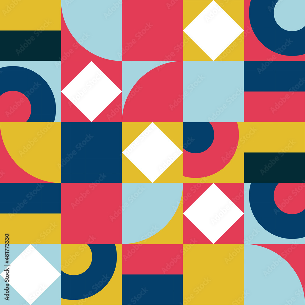Modern Geometric pattern and Texture design with Text. and yellow, white, dark blue shapes and colorful palette abstract. and texture and pattern composition for wallpaper design, textile illustration