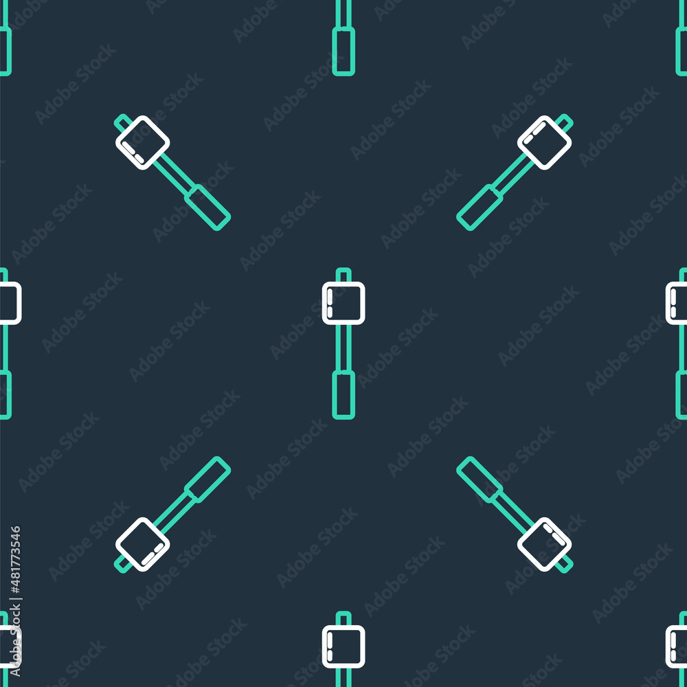 Line Marshmallow on stick icon isolated seamless pattern on black background. Vector Line Marshmallow on stick icon isolated seamless pattern on black background. Vector