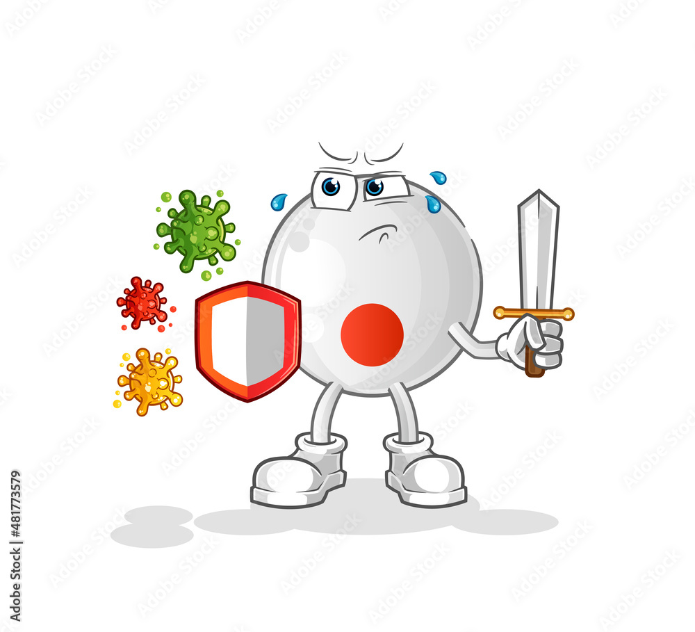 japan flag against viruses cartoon. cartoon mascot vector
