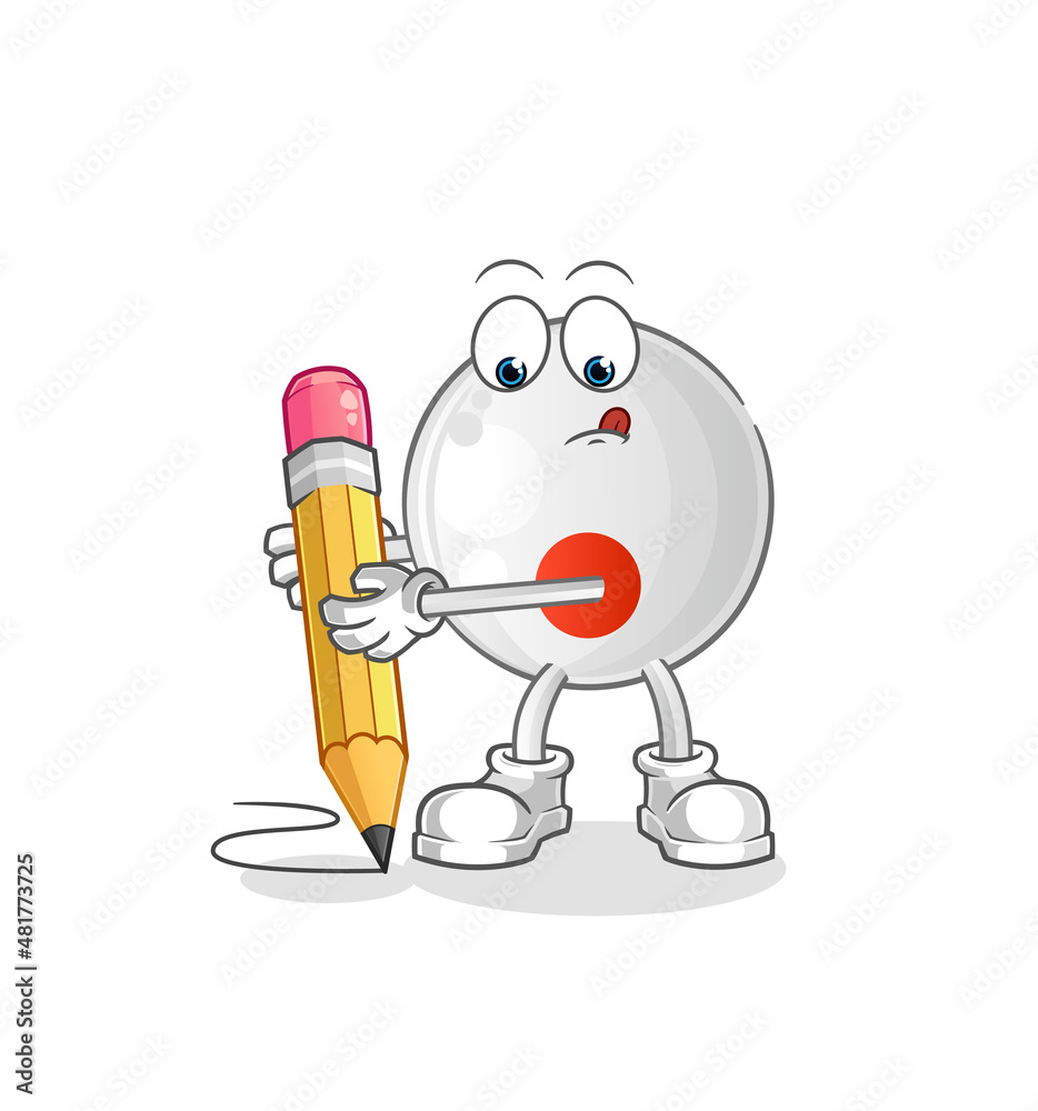 Fototapeta premium japan flag write with pencil. cartoon mascot vector