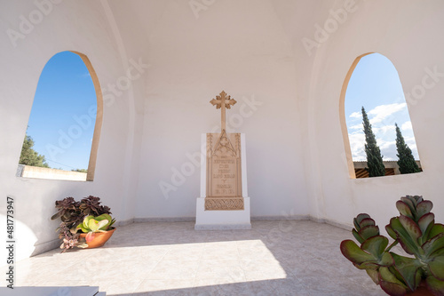 small chapel of Pedro Capo and Ribas, Ariany cemetery, Mallorca, Balearic Islands, Spain © Tolo
