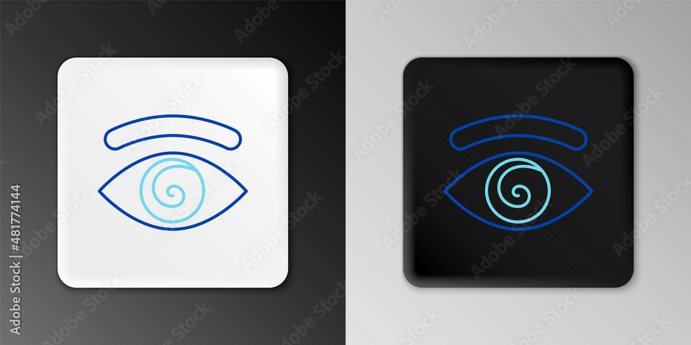 Line Hypnosis icon isolated on grey background. Human eye with spiral hypnotic iris. Colorful outline concept. Vector Line Hypnosis icon isolated on grey background. Human eye with spiral hypnotic iris. Colorful outline concept. Vector