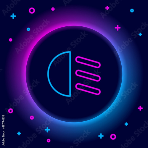 Glowing neon line High beam icon isolated on black background. Car headlight. Colorful outline concept. Vector