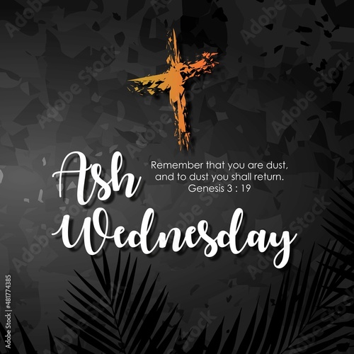 Ash Wednesday Poster Or Banner Background.