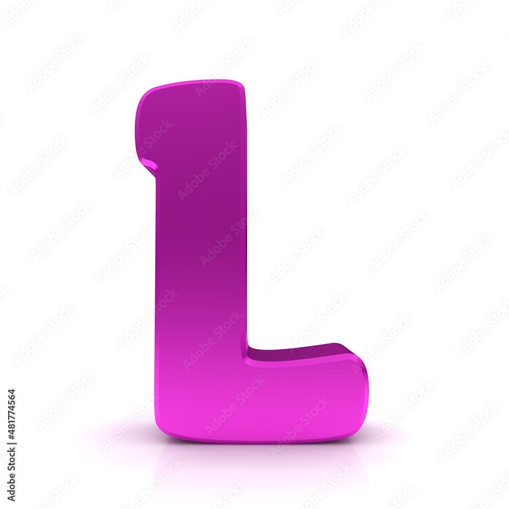 L letter pink capital letter sign 3d rendering graphic illustration isolated on white background L letter pink capital letter sign 3d rendering graphic illustration isolated on white background