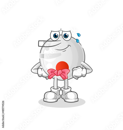 japan flag lie like Pinocchio character. cartoon mascot vector
