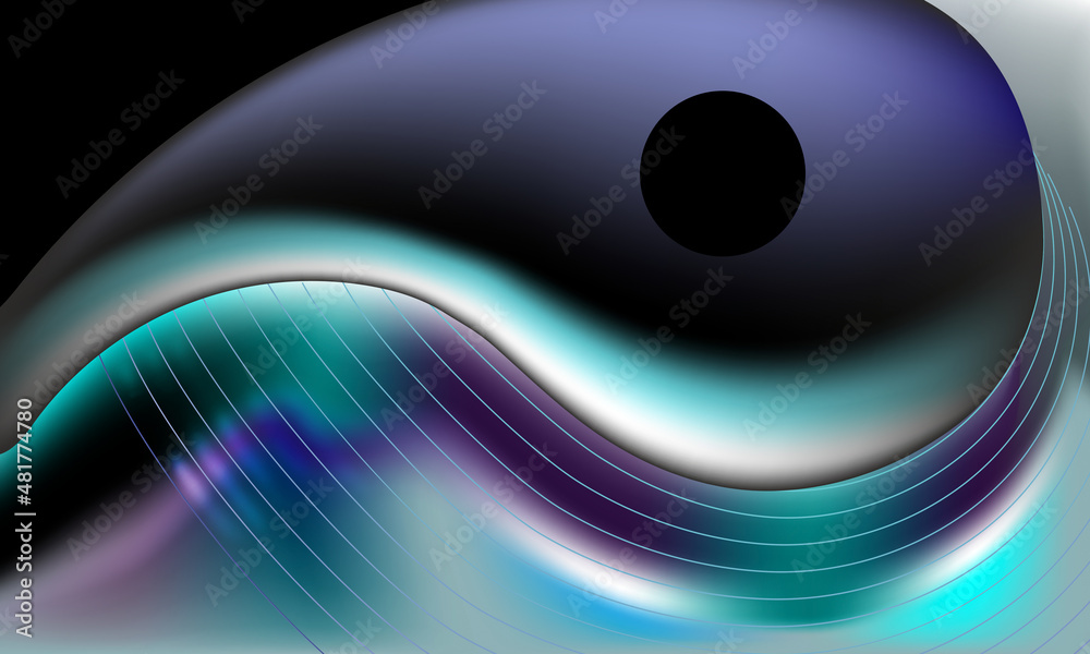 Abstract background. Waves, lines, geometric shapes in neon shades.