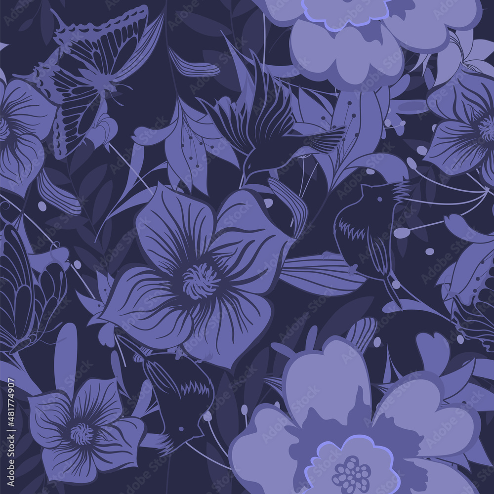 Foto auf Acrylglas mit Nahtloses Blumenmuster #481774907