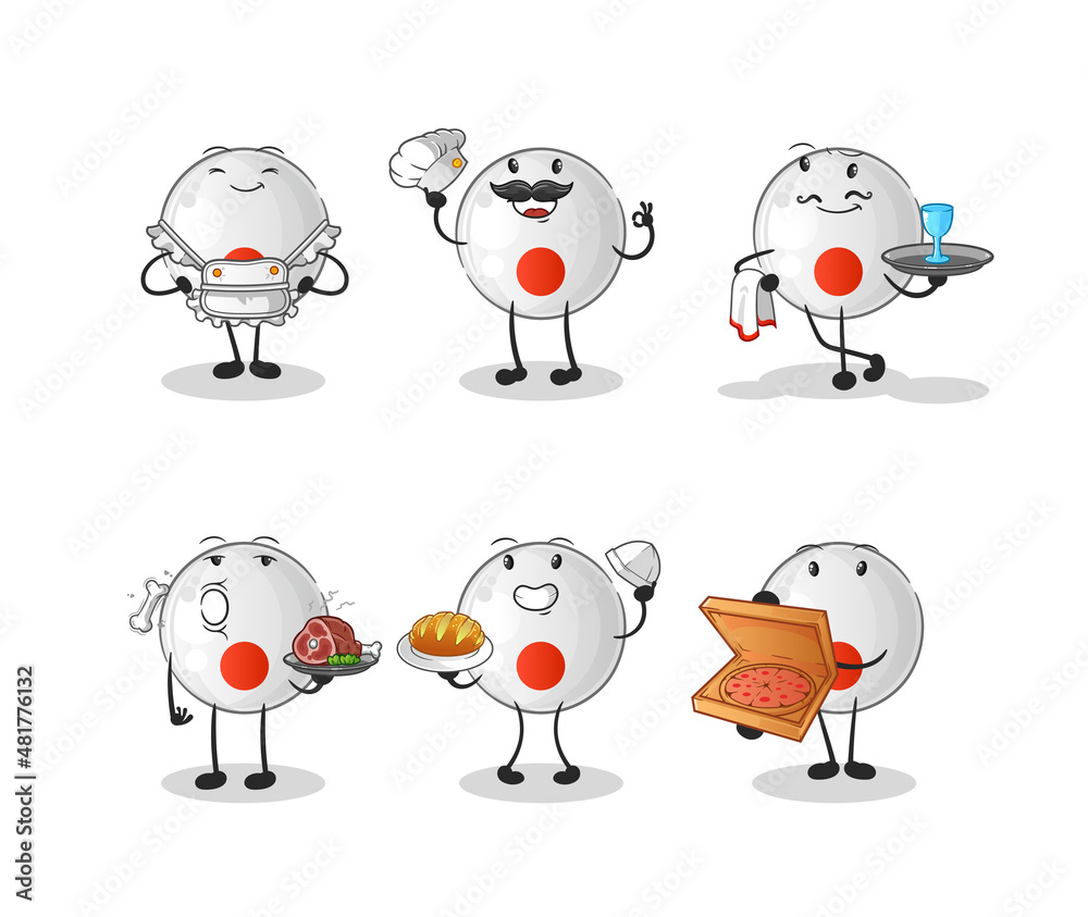 japan flag restaurant group character. cartoon mascot vector
