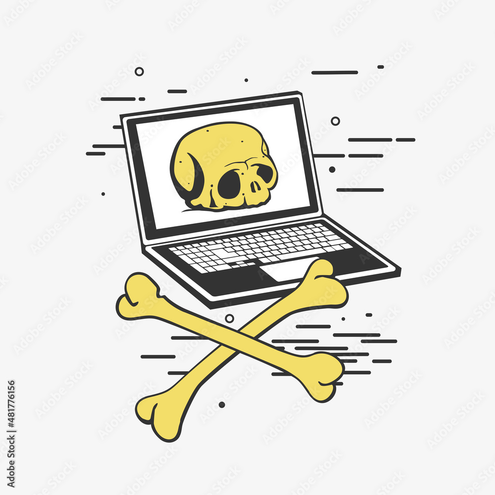 Vector Illustration Symbol Skull and Computer Stock Vector | Adobe Stock