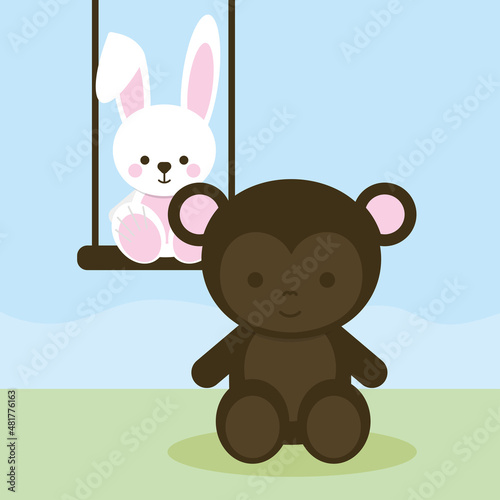 little monkey and rabbit