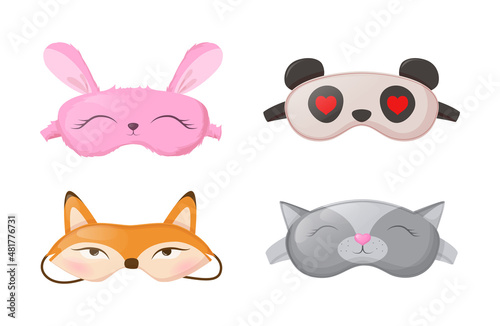 Sleep masks different shapes. Eye protection accessories and prevention of healthy sleep.