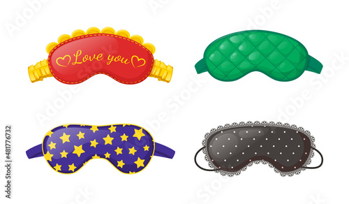 Sleep masks different shapes. Eye protection accessories and prevention of healthy sleep.