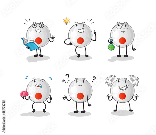 japan flag thinking group character. cartoon mascot vector