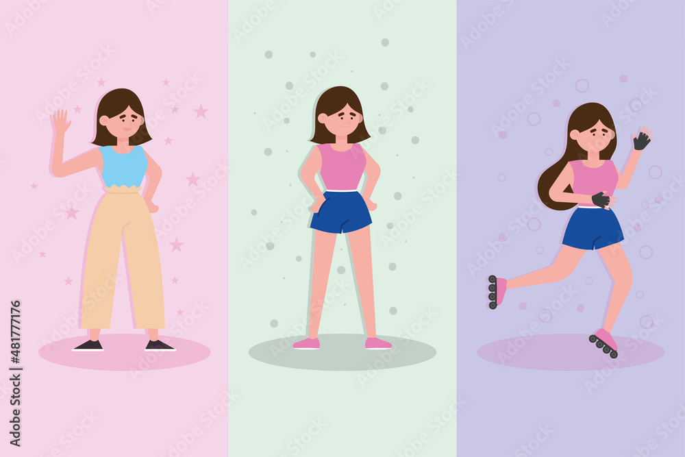 set of girls healthy lifestyle set of girls healthy lifestyle