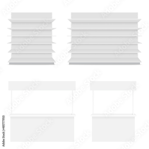 Set of promo counter trade stand for presentation Mock Up. vector.