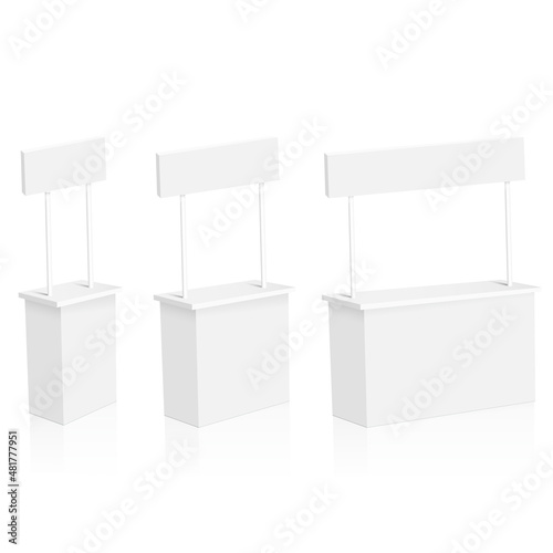 Set of promo counter trade stand for presentation Mock Up. vector.