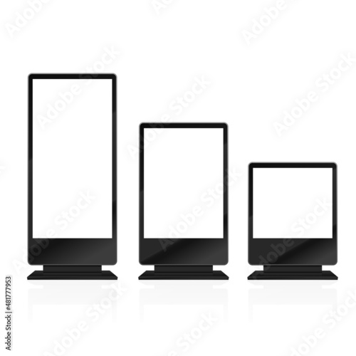 Blank Promo stand with LCD screen. mock up. Vector