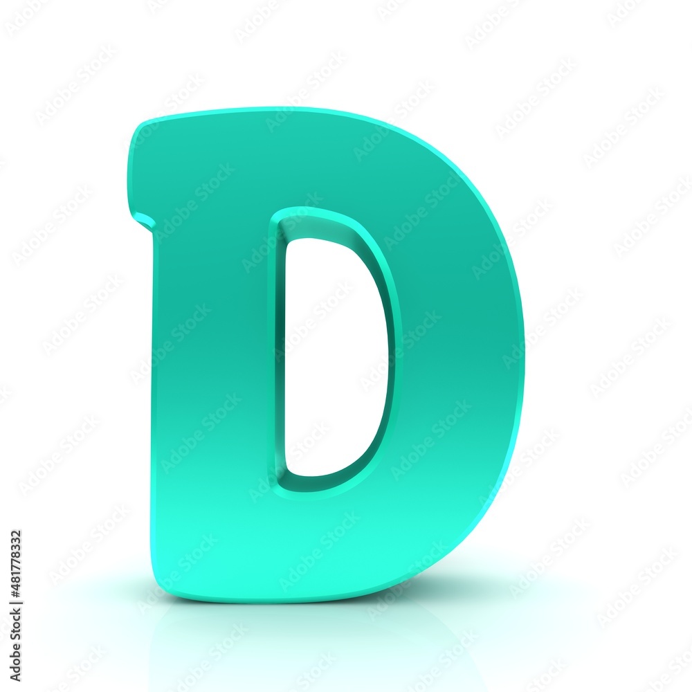 D letter cyan turquoise sign 3d D letter cyan turquoise sign 3d