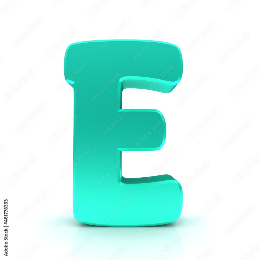 E letter cyan turquoise sign 3d E letter cyan turquoise sign 3d