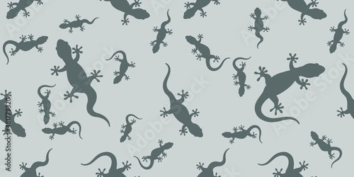 Seamless pattern with gecko lizards. Design for fabric  curtain  background  carpet  wallpaper  clothing  wrapping  Batik  fabric Vector illustration