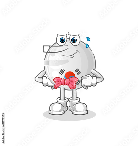 south korea lie like Pinocchio character. cartoon mascot vector