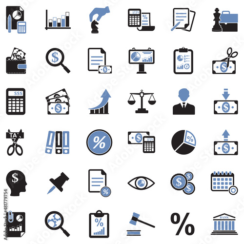 Business And Enterprise Icons. Two Tone Flat Design. Vector Illustration.
