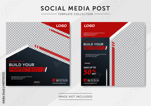 Gym fitness social media post template