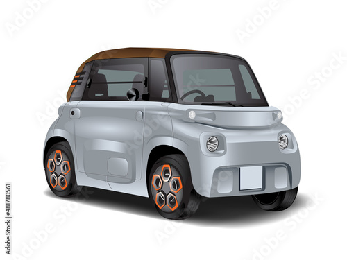 Bronze electric car with brown roof,small car.vector illustration