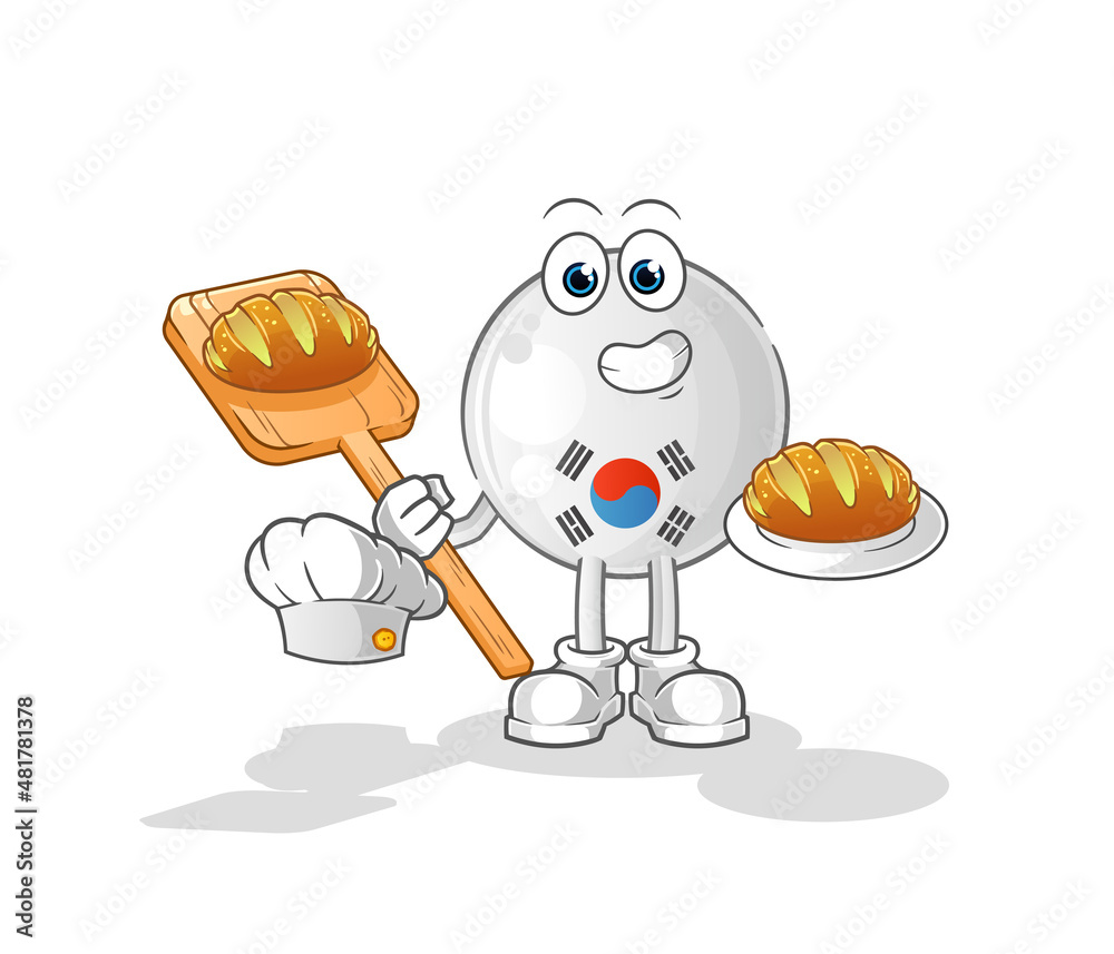 Fototapeta premium south korea baker with bread. cartoon mascot vector