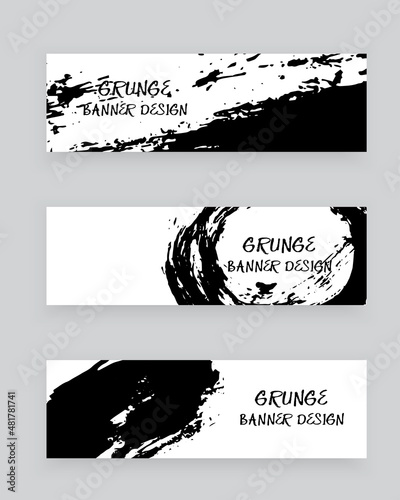 Vector set of grunge abstract banner template.