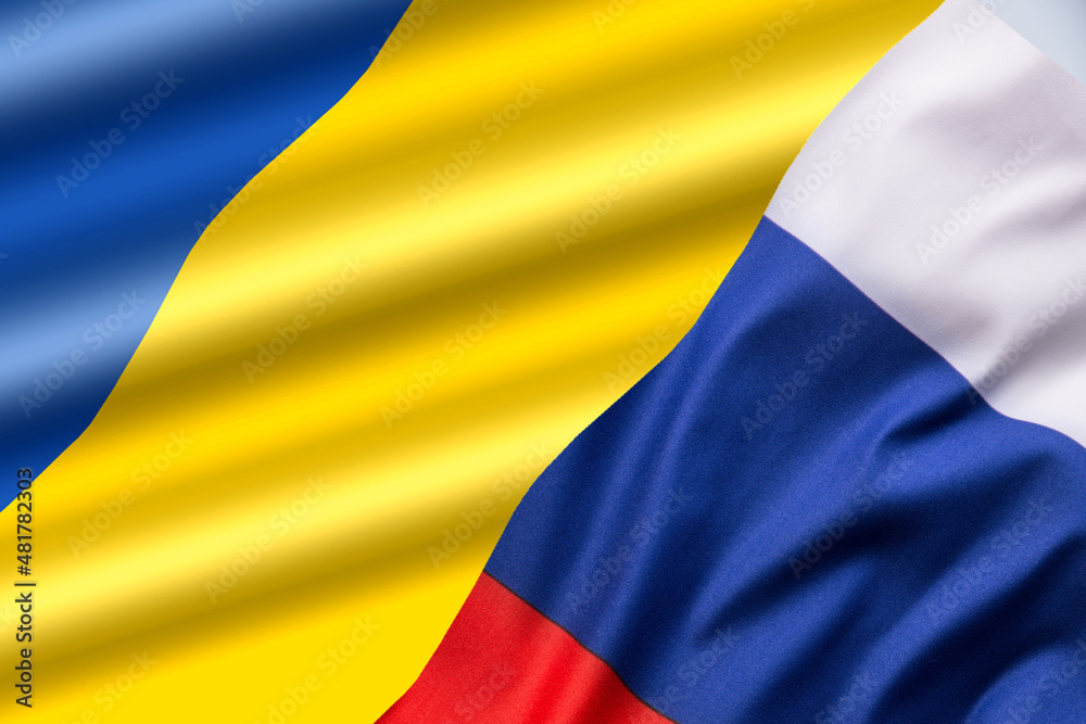Ukraine and Russia waving flag Ukraine and Russia waving flag