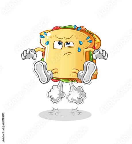 sandwich fart jumping illustration. character vector