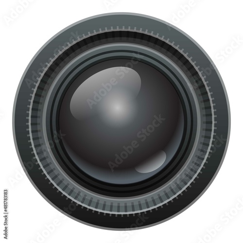 Camera lens icon cartoon vector. Photo studio