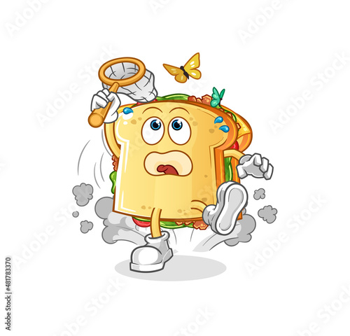 sandwich catch butterfly illustration. character vector