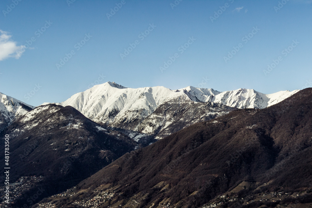Bellinzona Snowy Mountains, Ticino, Switzerland.