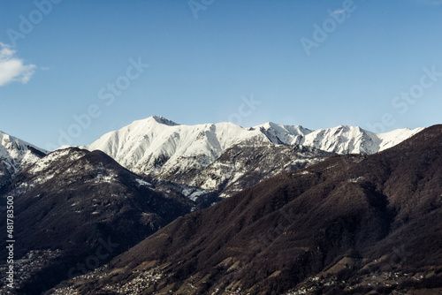 Bellinzona Snowy Mountains, Ticino, Switzerland.