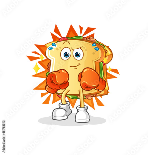 sandwich boxer character. cartoon mascot vector