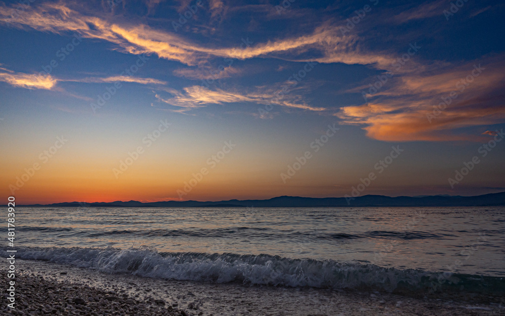 Adriatic sea sunset view