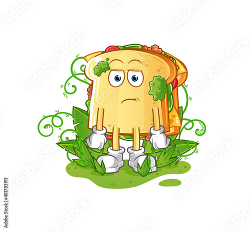 sandwich waiting too long mascot. cartoon vector