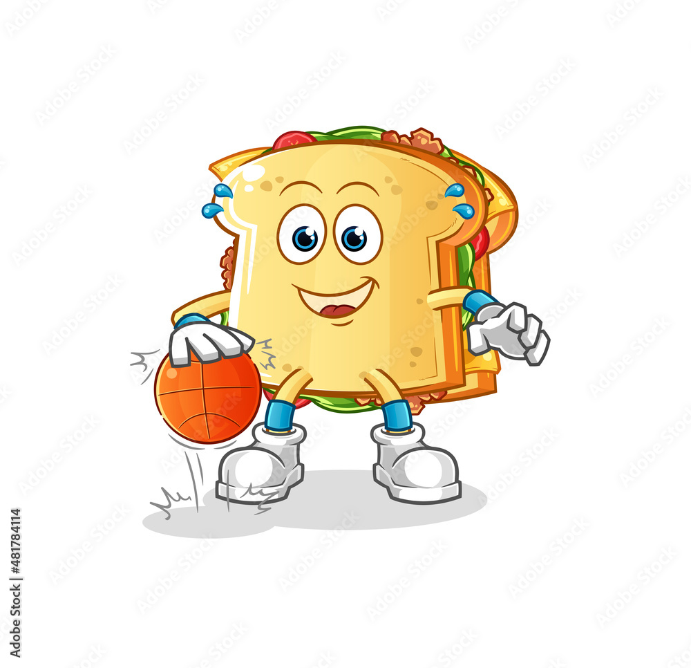 sandwich dribble basketball character. cartoon mascot vector