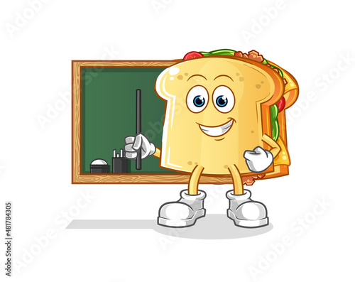 sandwich teacher vector. cartoon character