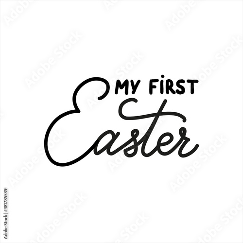 My first Easter holiday vector calligraphy lettering. Christian religious card for Easter celebration. Jesus Christ resurrection poster