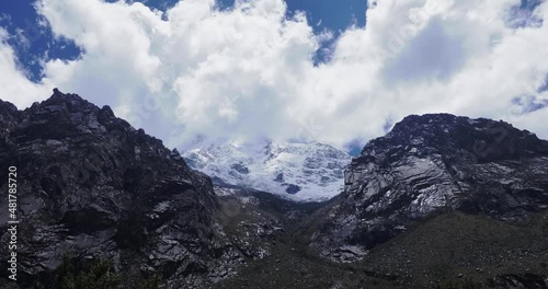 snow capped huascaran mountain side view, Ancash, Peru - UHD photo