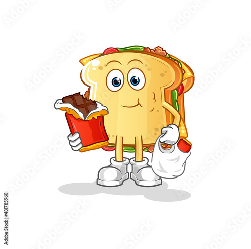 sandwich eat chocolate mascot. cartoon vector