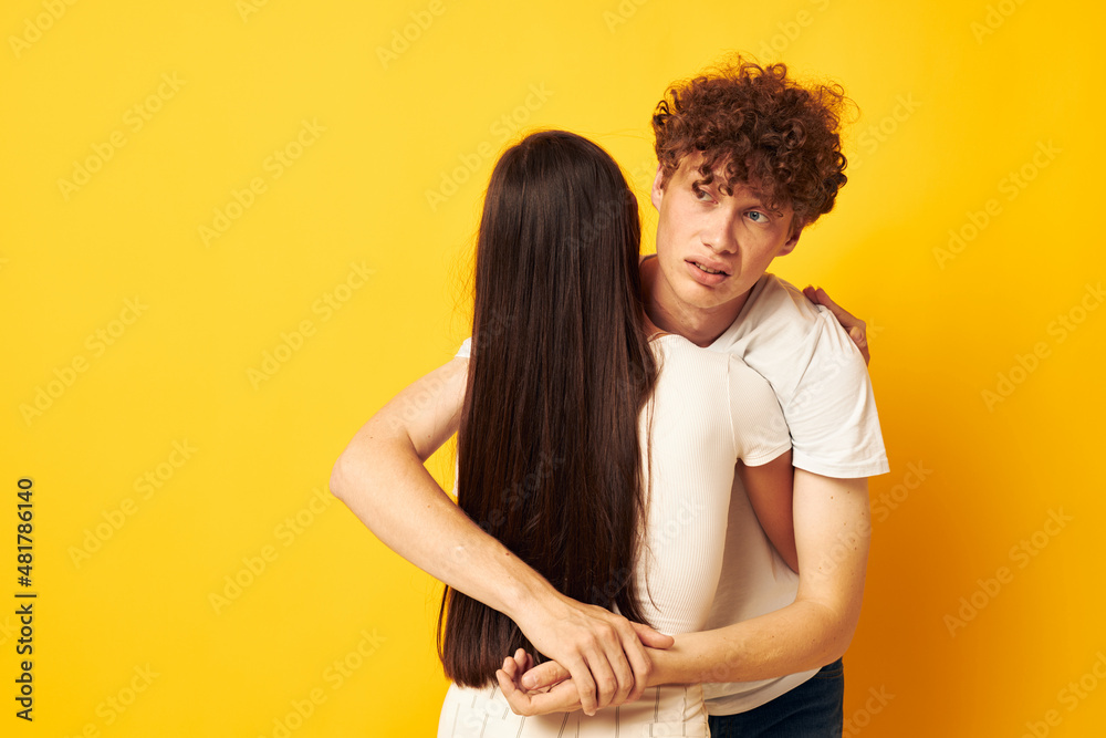 young boy and girl hug friendship relationship fun isolated background unaltered young boy and girl hug friendship relationship fun isolated background unaltered