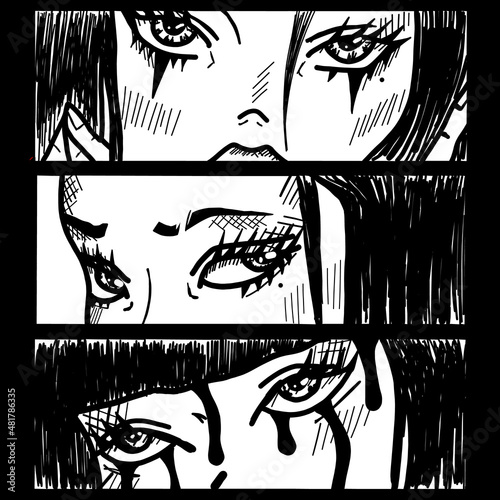 Manga style. Japanese cartoon Comic concept. Anime characters. Vector design for t-shirt graphics, banner, fashion prints, slogan tees, stickers, flyer, posters