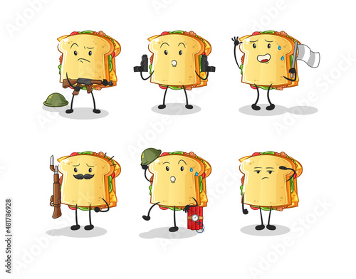 sandwich troops character. cartoon mascot vector